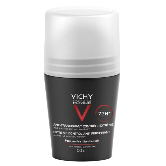 VICHY HOMME ANTIPERSPIRANT ROLL-ON ZA ZAŠTITU OD ZNOJENJA DO 72H, BEZ ALKOHOLA, NE OSTAVLJA TRAGOVE, 50 ML