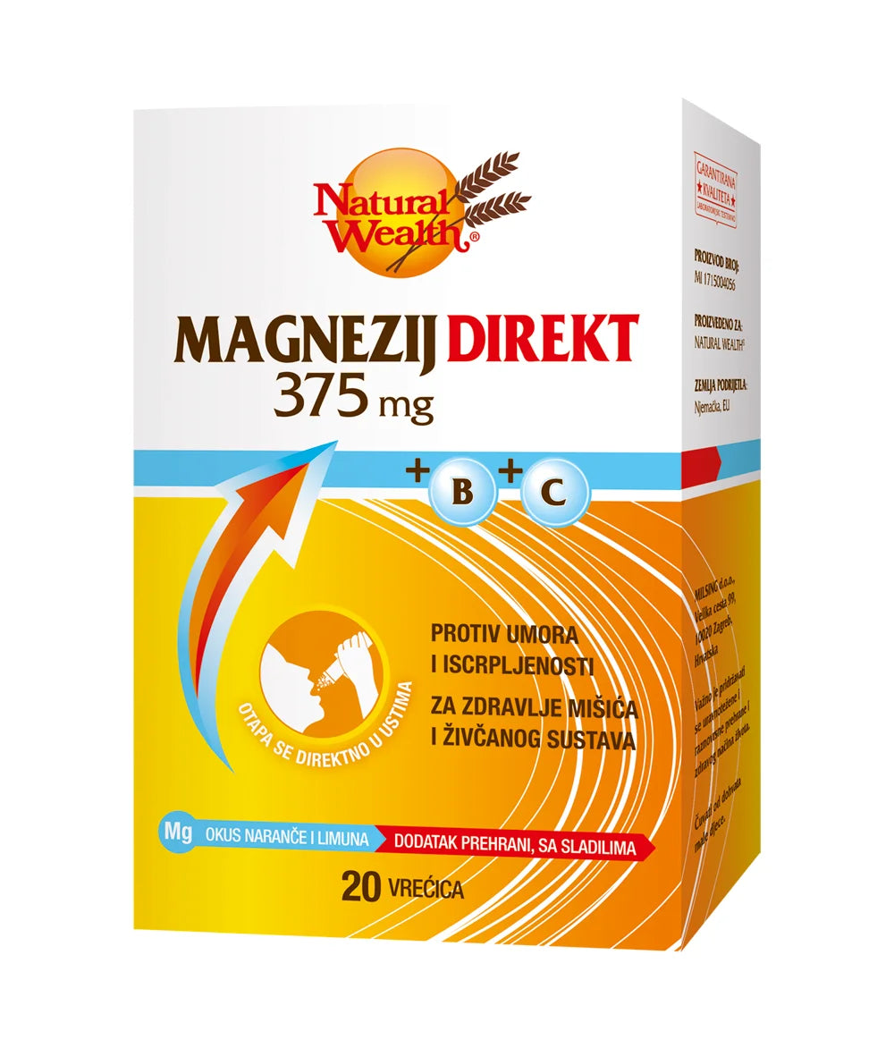Natural Wealth Magnezijum Direkt 375mg + B + C, 20 kesica